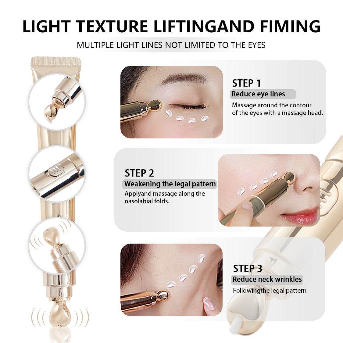 Yikavo Multi-Effect Eye Cream with Electric Massager for Puffiness, Fine Lines, Dark Circles, and Eye Bags Comfort