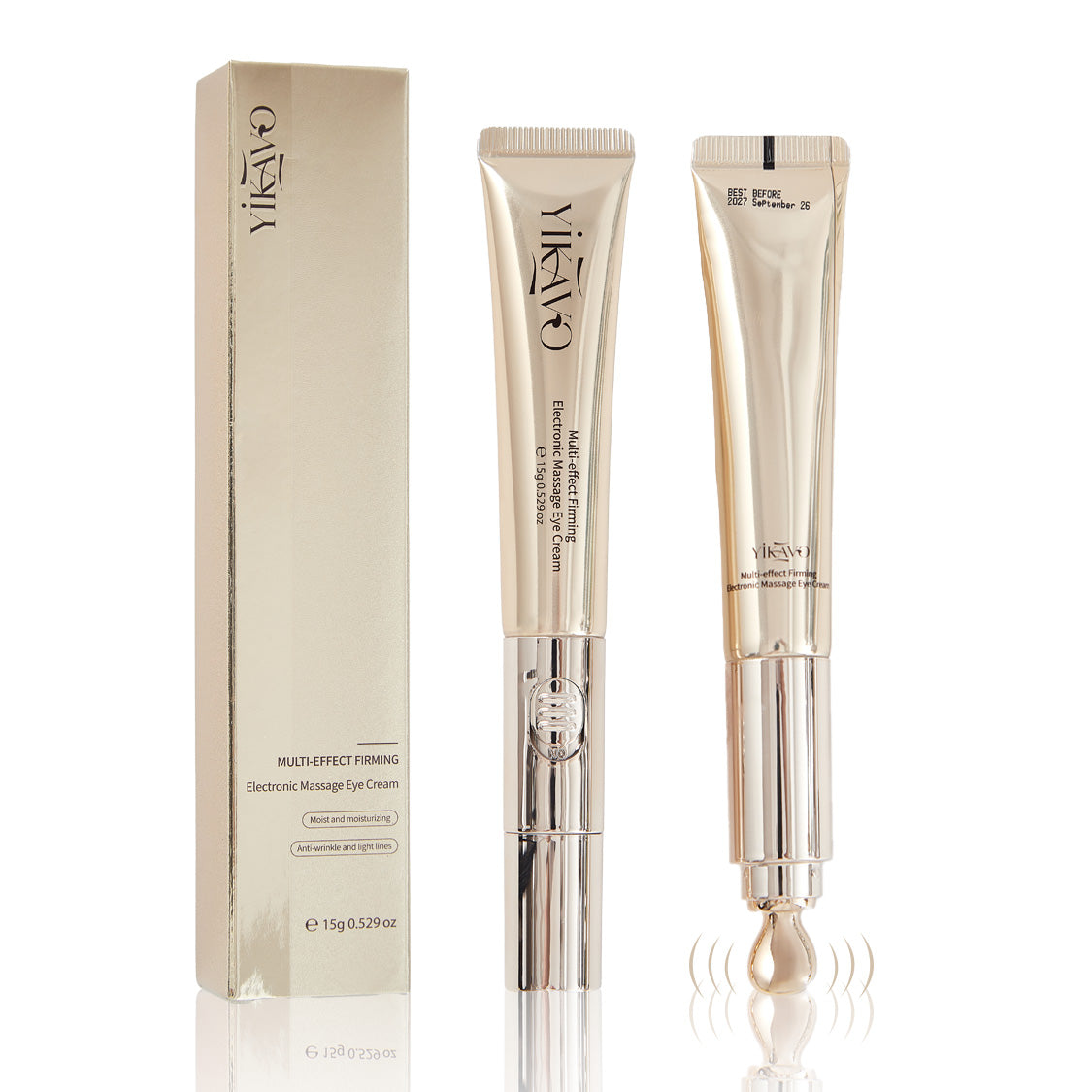 Yikavo Multi-Effect Eye Cream with Electric Massager for Puffiness, Fine Lines, Dark Circles, and Eye Bags Comfort
