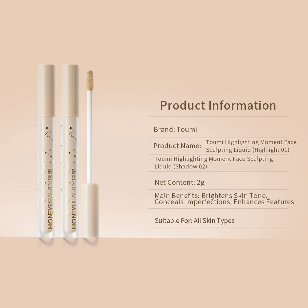 Face Sculpting Highlighter and Contour Stick Set with Powder Puff for All Skin Tones - Cosmetic
