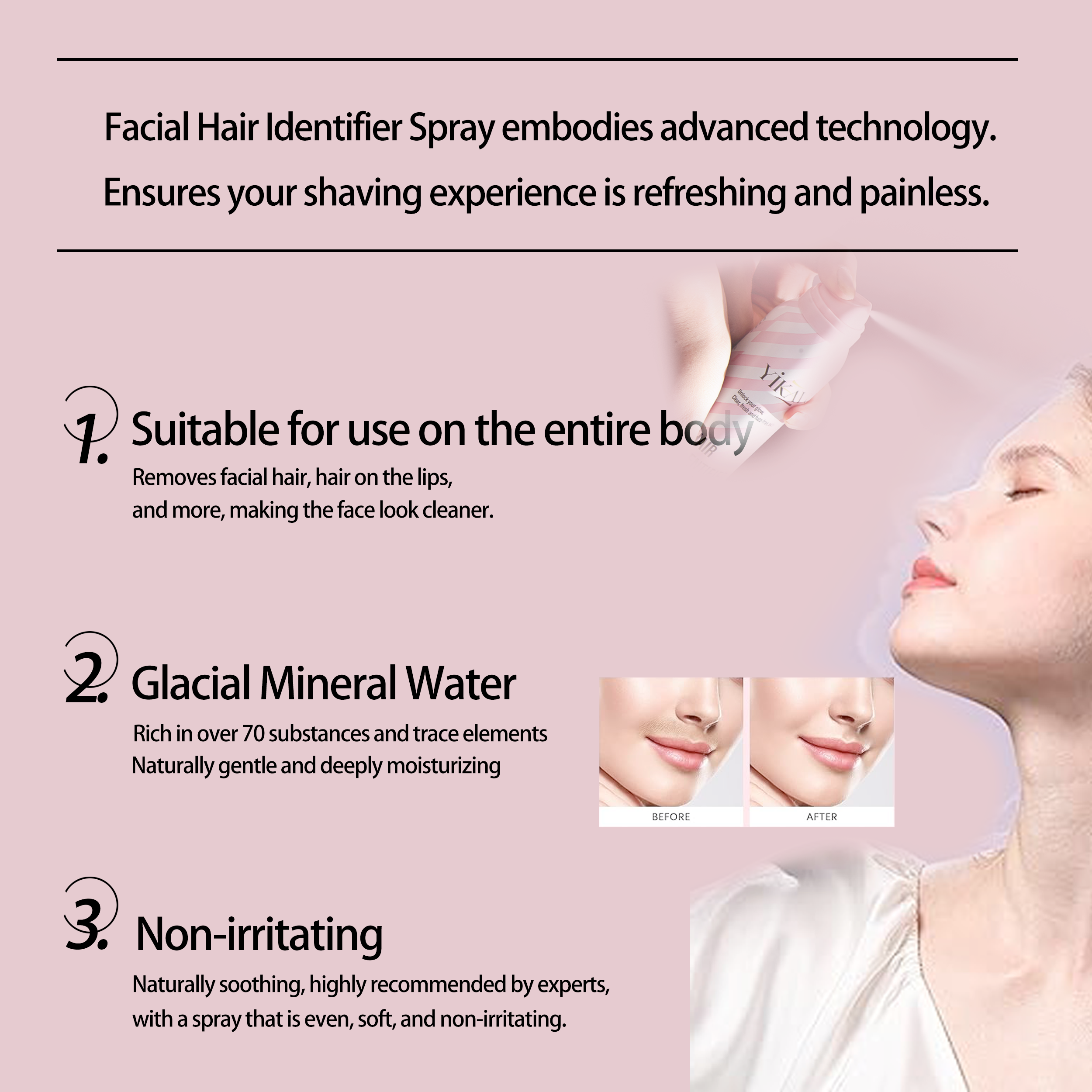 YIKAVO Body Hair ldentifier Spray Body Care Hair Removal Comfort
