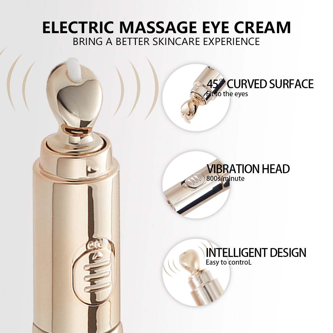 Yikavo Multi-Effect Eye Cream with Electric Massager for Puffiness, Fine Lines, Dark Circles, and Eye Bags Comfort